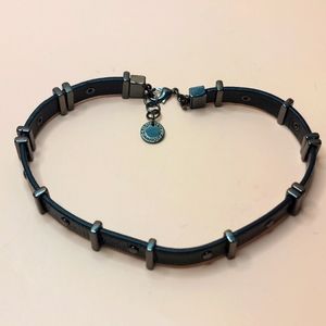 13 Inch French Connection Choker Necklace in Black/Gunmetal